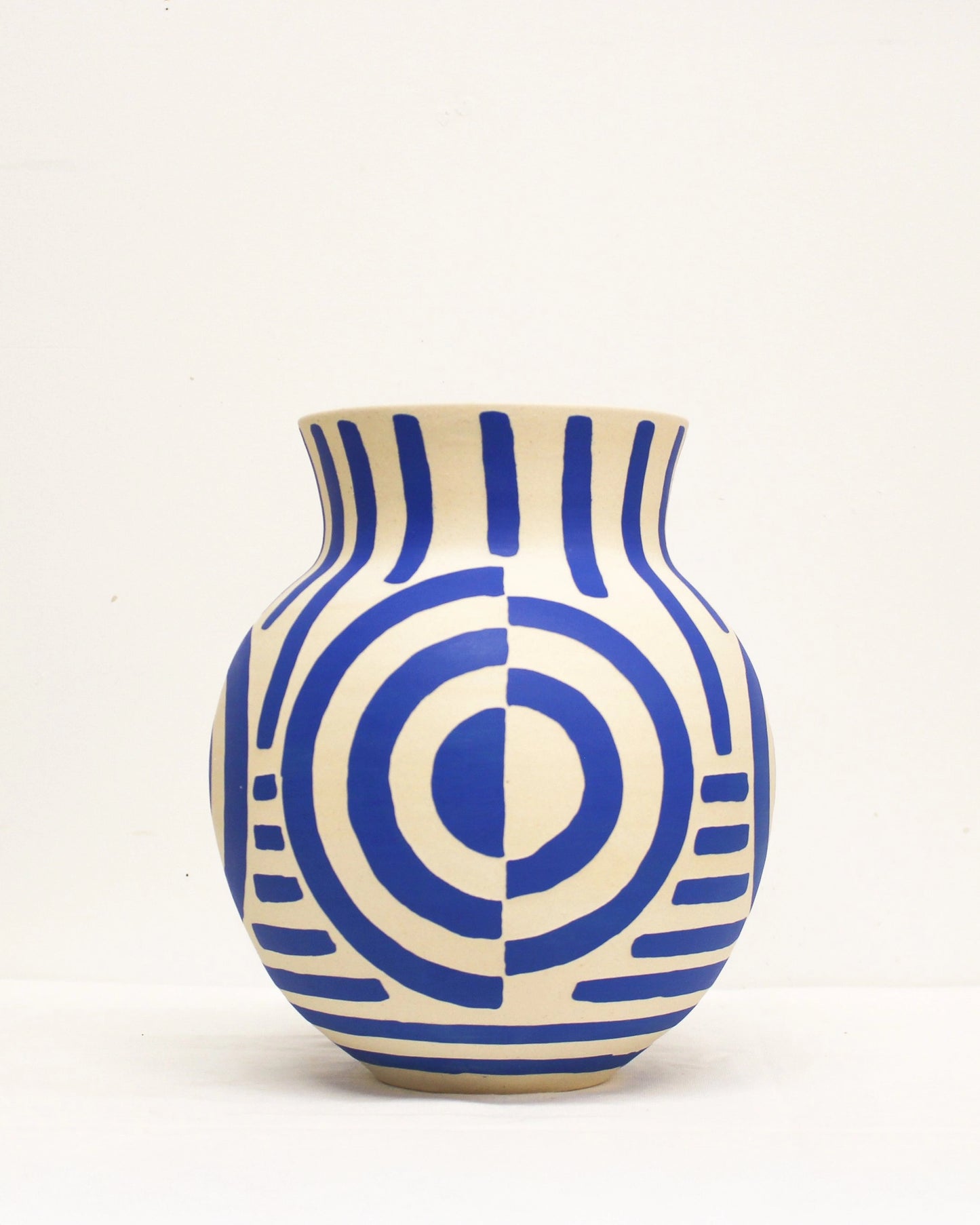Blue and White Print Handmade Vase by Toronto Ceramic Artist Michelle Organ