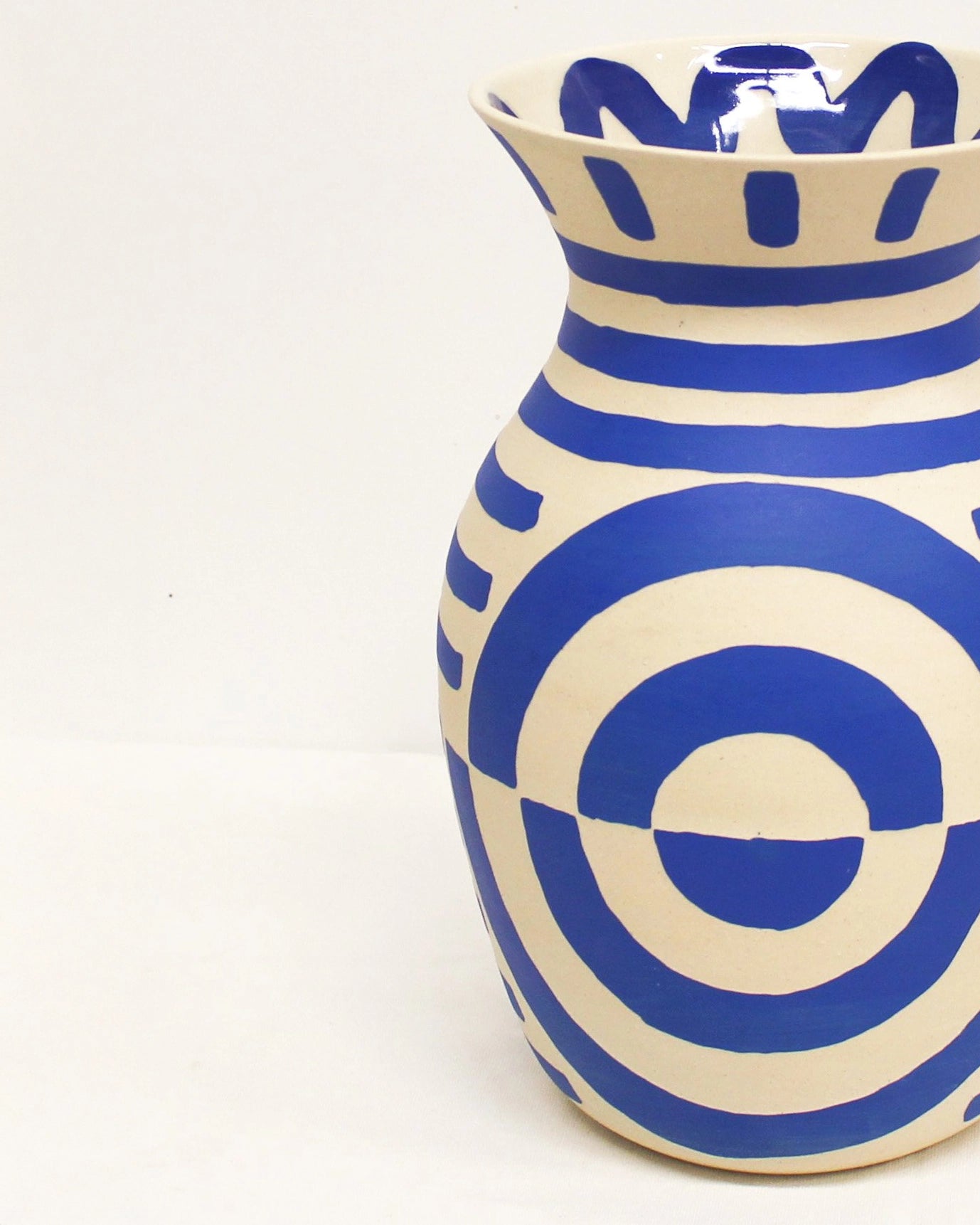 Blue and White Print Handmade Vase by Toronto Ceramic Artist Michelle Organ