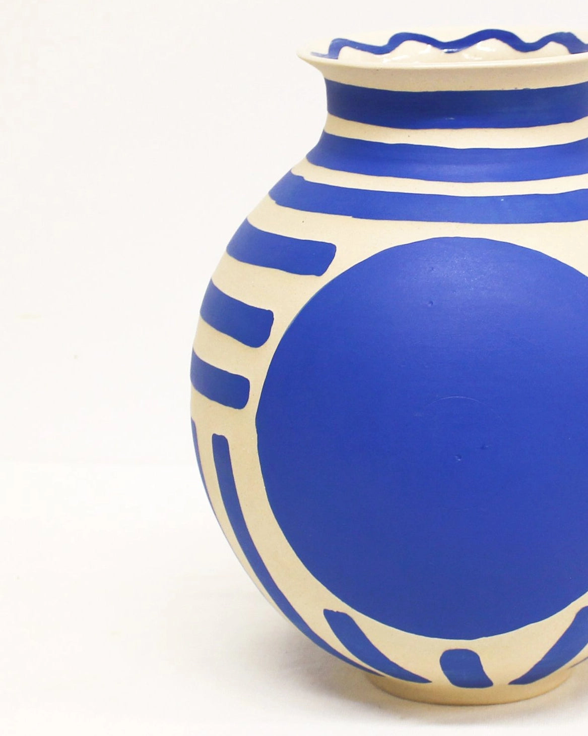 Blue and White Print Handmade Vase by Toronto Ceramic Artist Michelle Organ