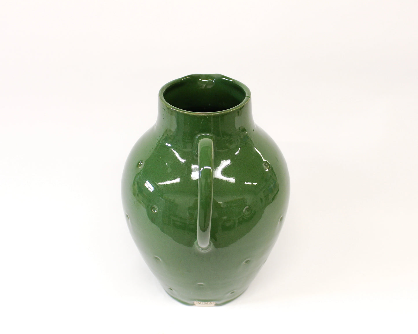 Wheel thrown Bright Green Stoneware Pitcher from Mima Ceramics by Michelle Organ.