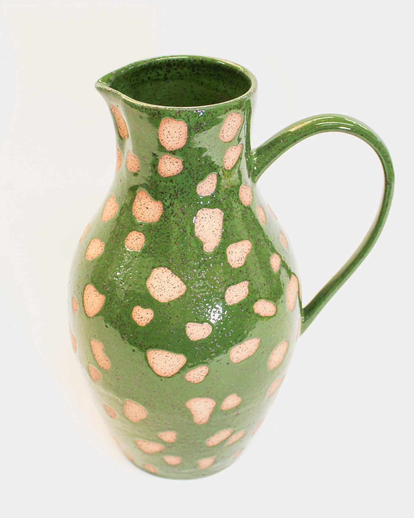 Handmade Ceramic Pitcher in Bright Green Print from Mima Ceramics by Michelle Organ