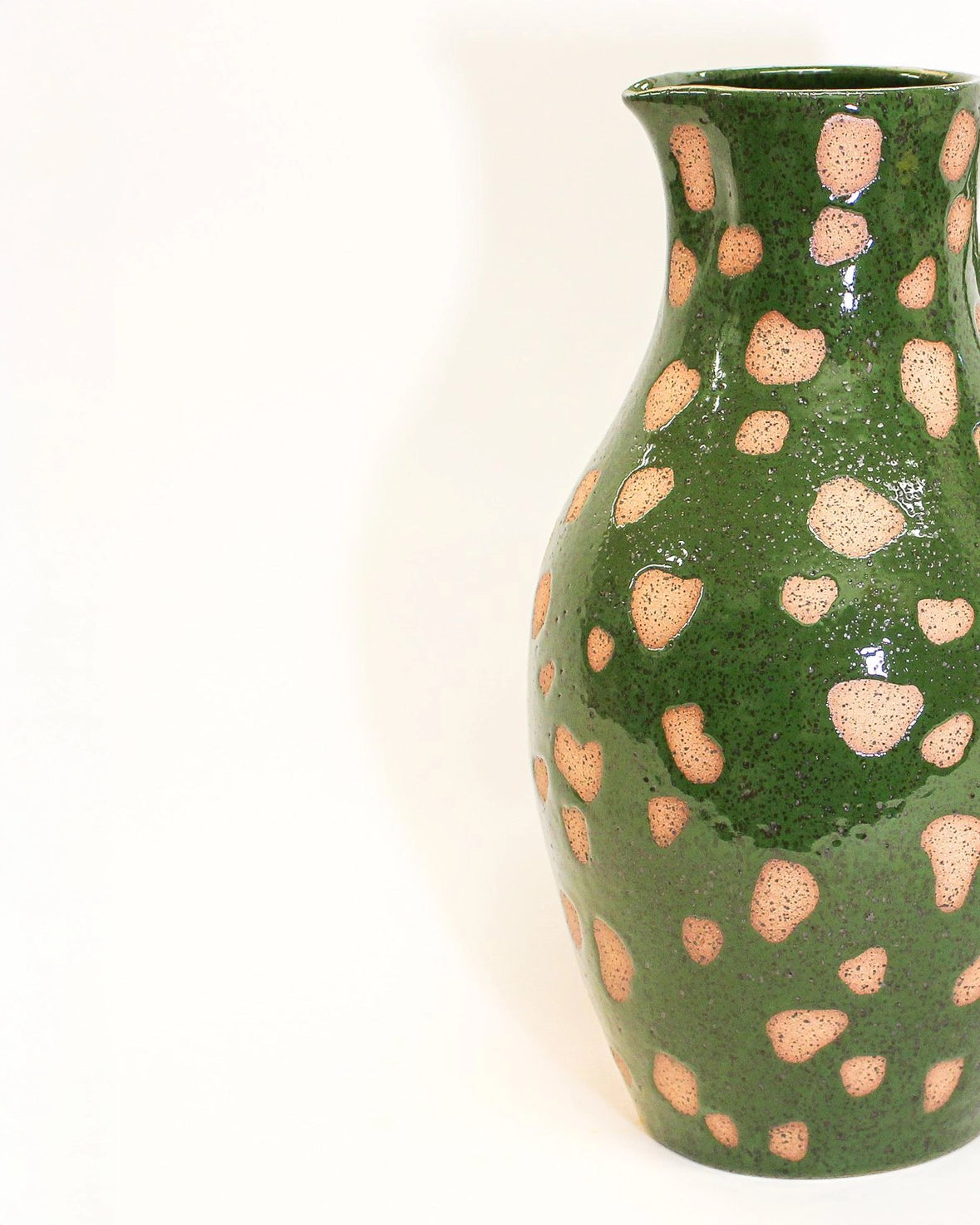 Handmade Ceramic Pitcher in Bright Green Print from Mima Ceramics by Michelle Organ