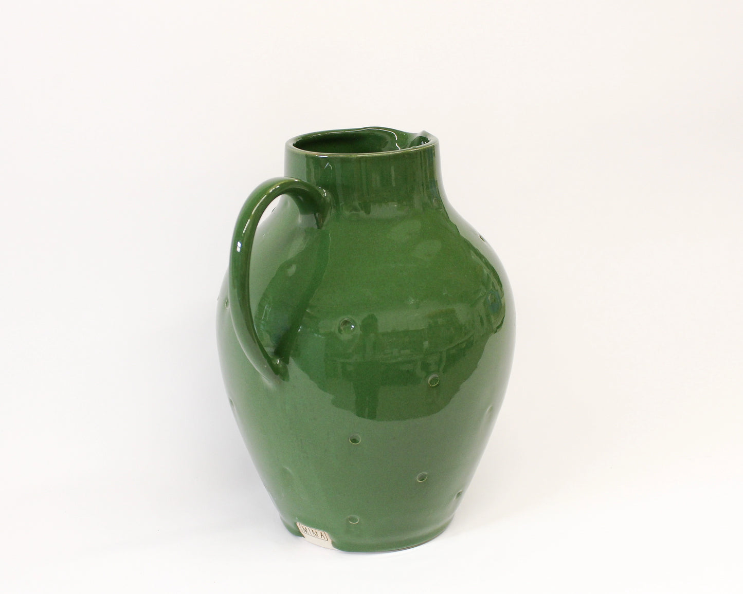 Handmade Ceramic Pitcher with Bright Green Glaze from Mima Ceramics by Michelle Organ.