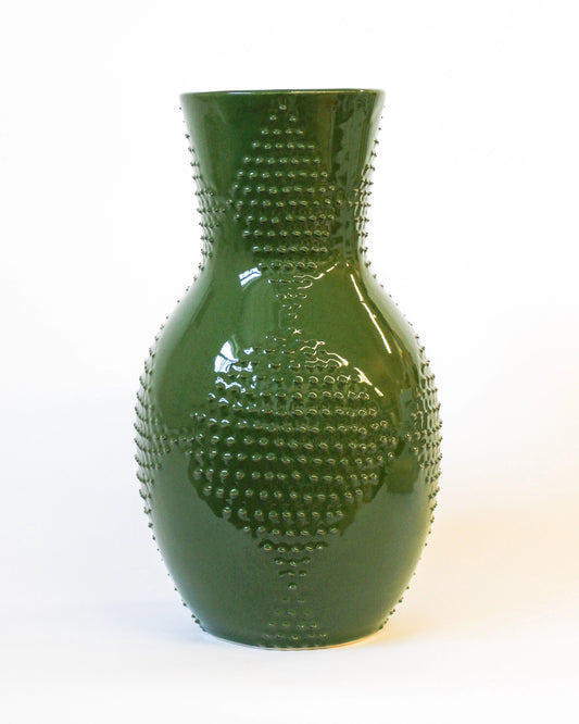 Handmade Ceramic Textured Vase in Bright Green from Mima Ceramics by Michelle Organ