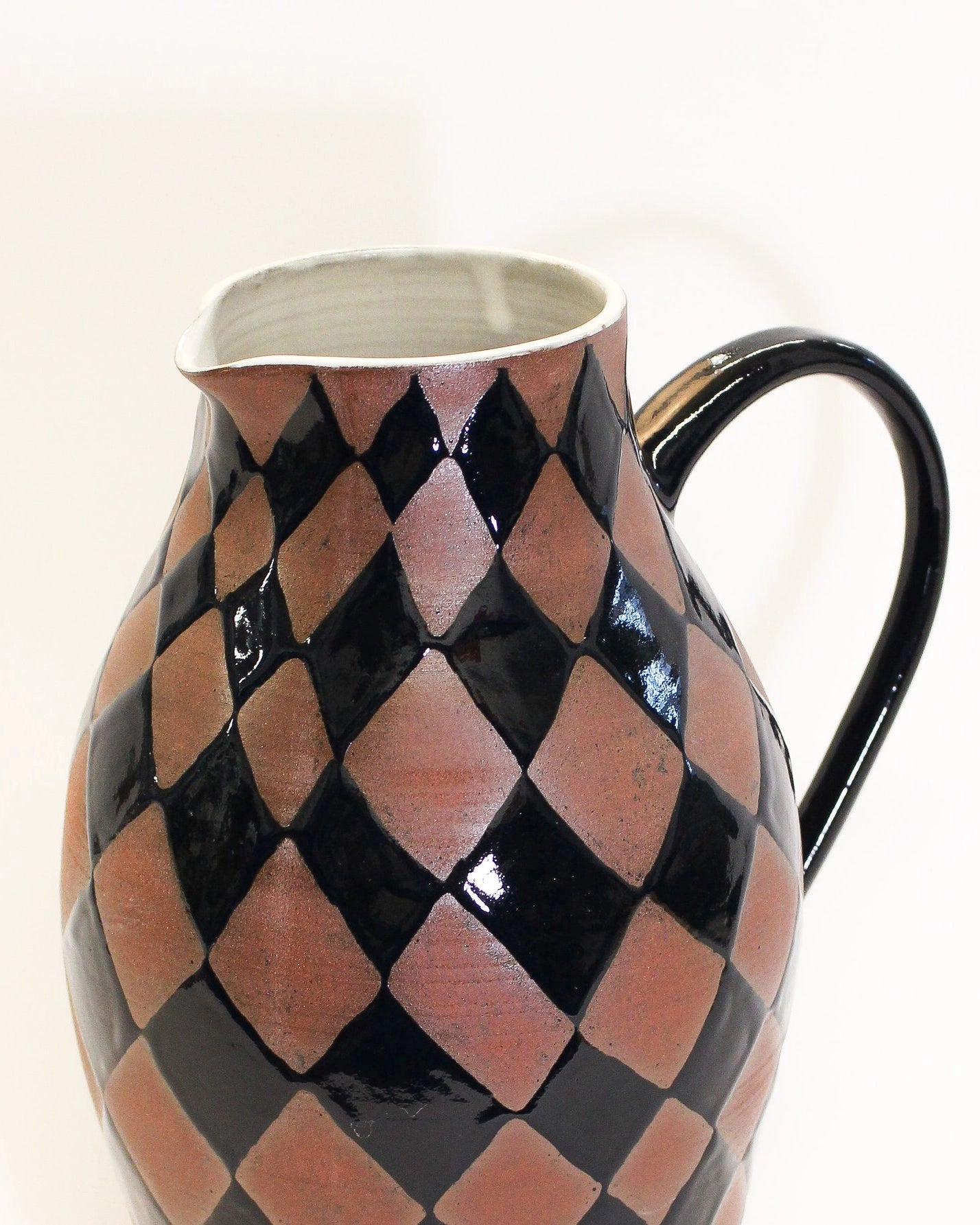 Large Handmade Ceramic Pitcher in Harlequin Print from Mima Ceramics by Michelle Organ