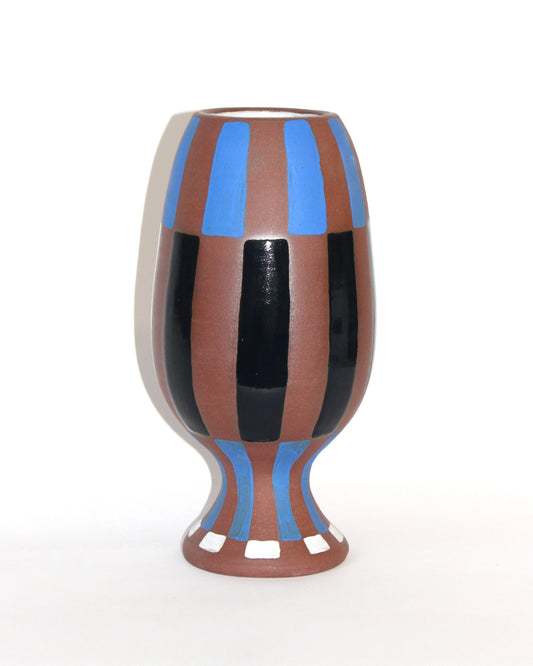 Handmade Ceramic Vase in Blue and Black Pattern from Mima Ceramics by Michelle Organ