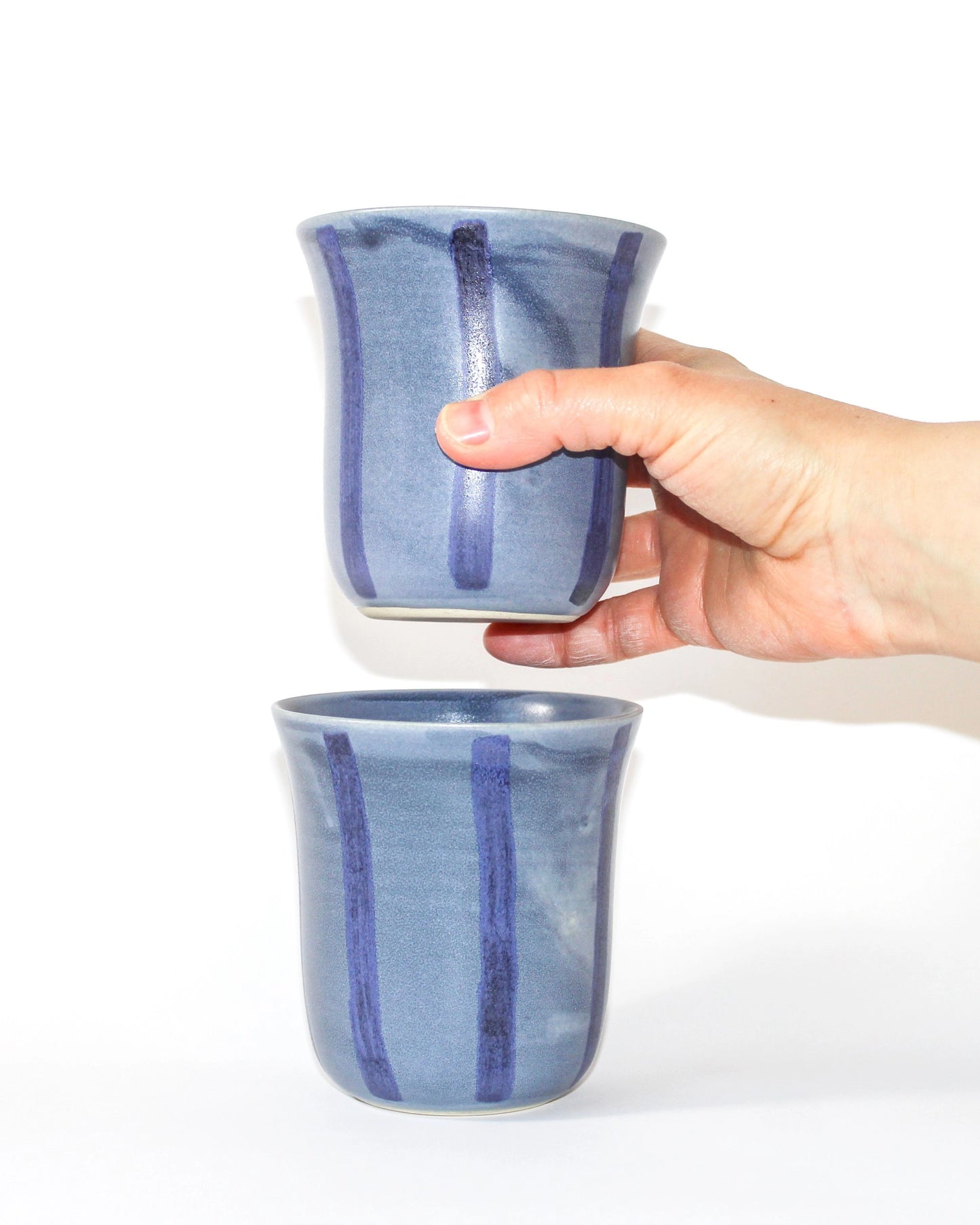 Blue Striped Ceramic Cup from Mima Ceramics by Michelle Organ
