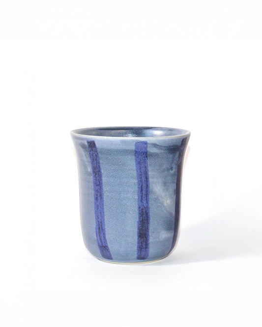 Blue Striped Ceramic Cup from Mima Ceramics by Michelle Organ