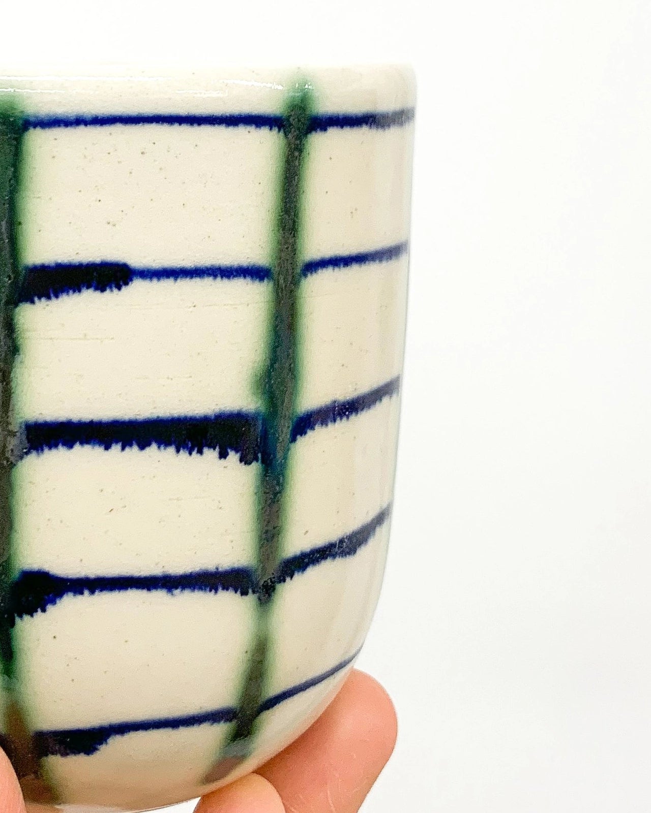 Handmade Ceramic Drinking Cups in Grid Pattern from Mima Ceramics by Michelle Organ