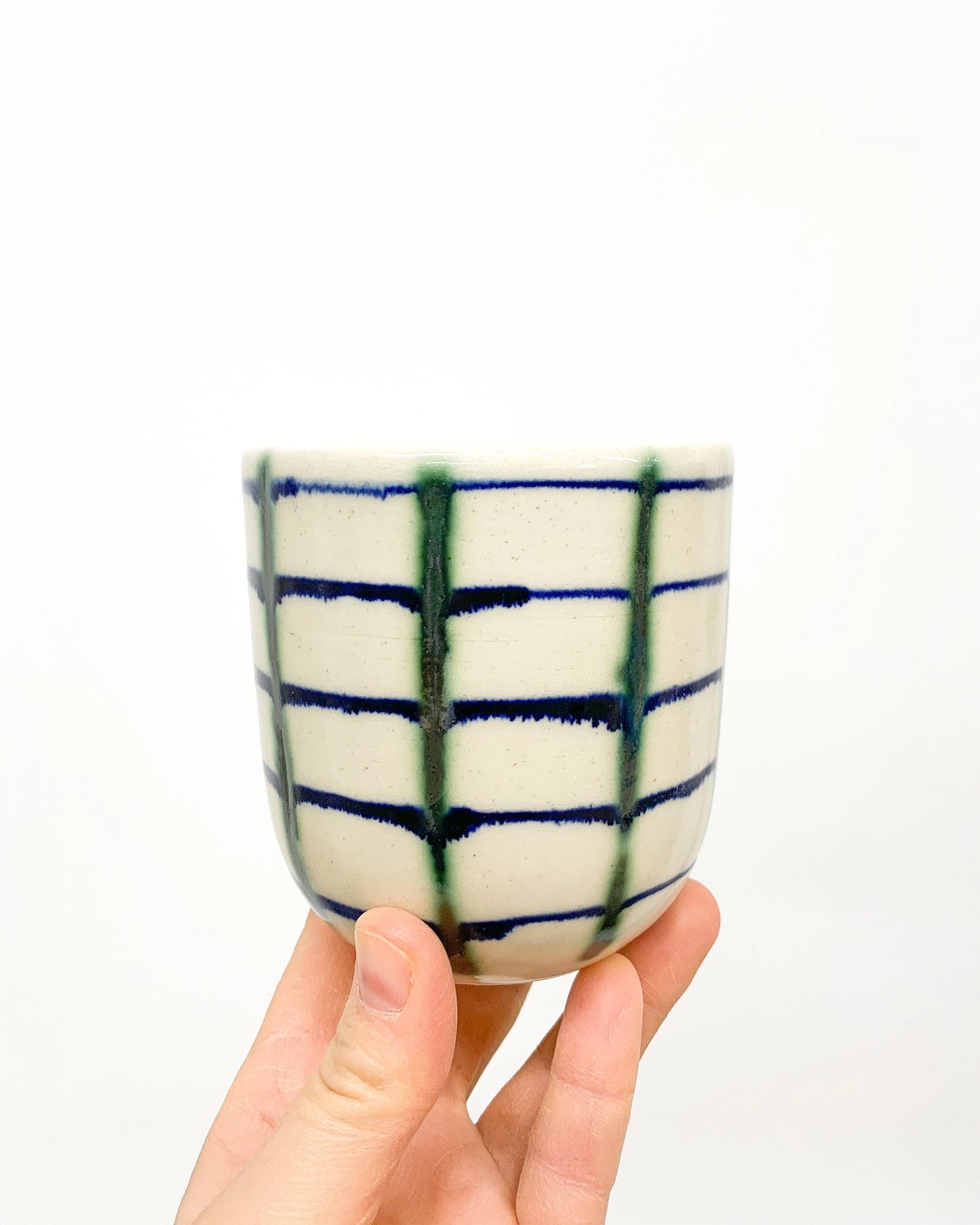 Handmade Ceramic Drinking Cups in Grid Pattern from Mima Ceramics by Michelle Organ