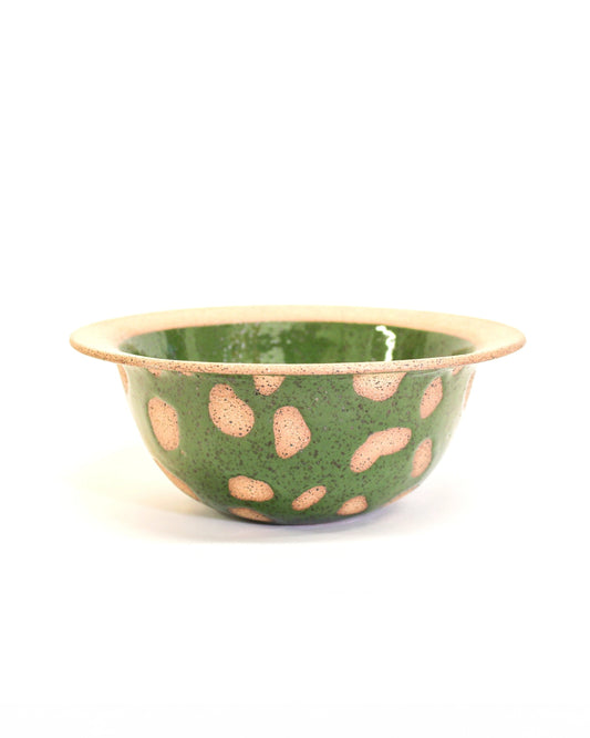Handmade Ceramic Bowl in Bright Green Print from Mima Ceramics by Michelle Organ