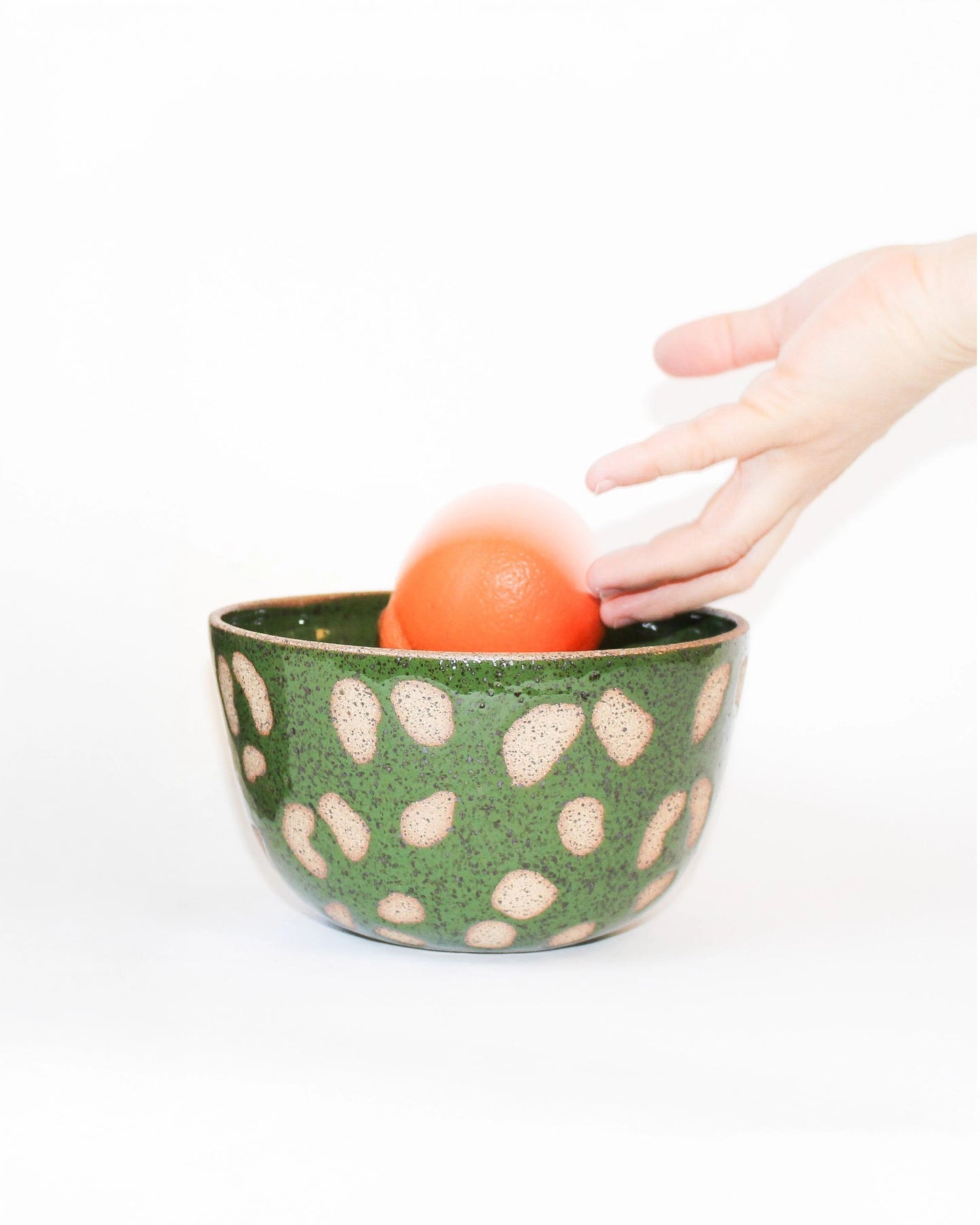 Handmade Ceramic Everyday Bowl in Bright Green Print from Mima Ceramics by Michelle Organ