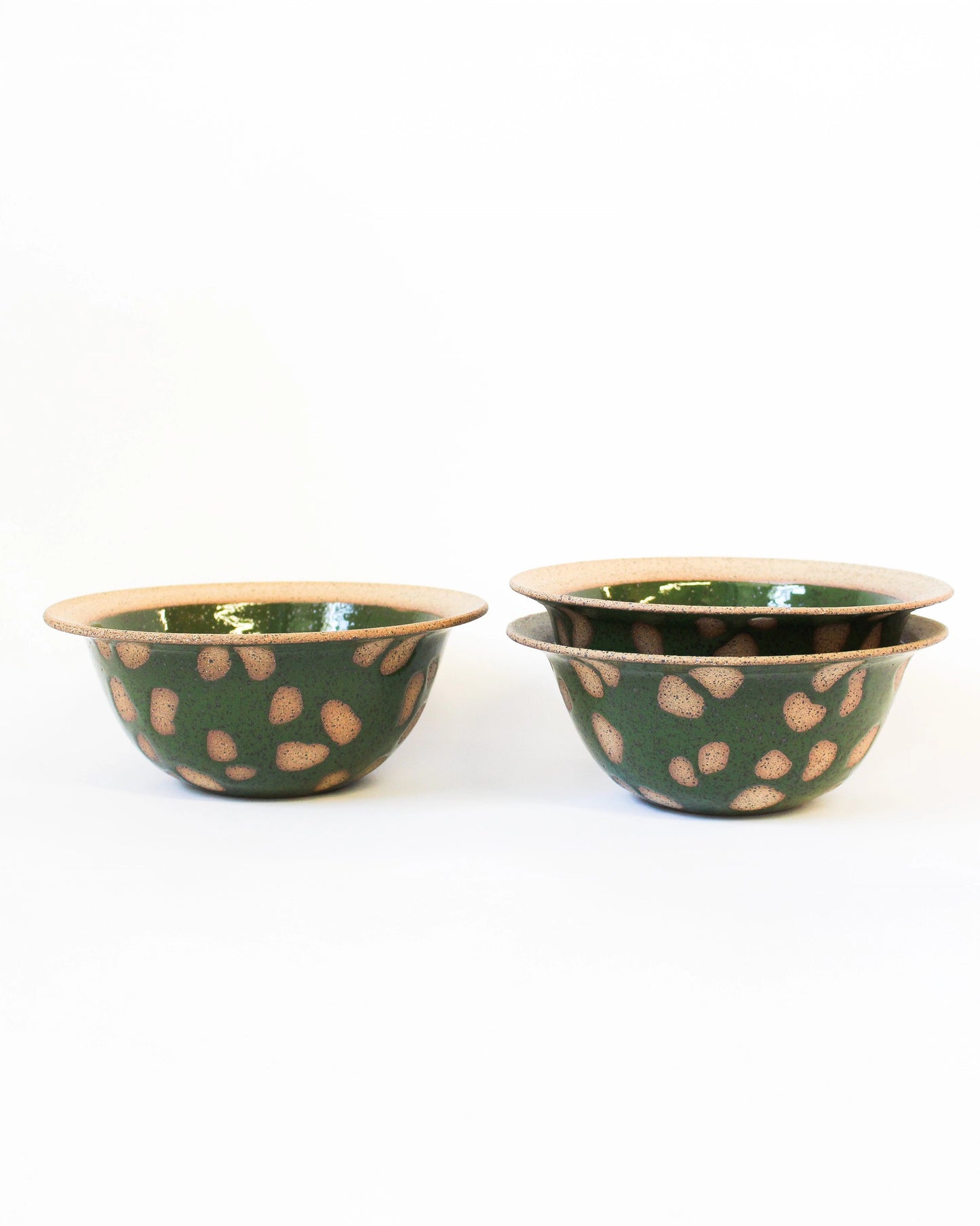 Handmade Ceramic Bowl in Bright Green Print from Mima Ceramics by Michelle Organ