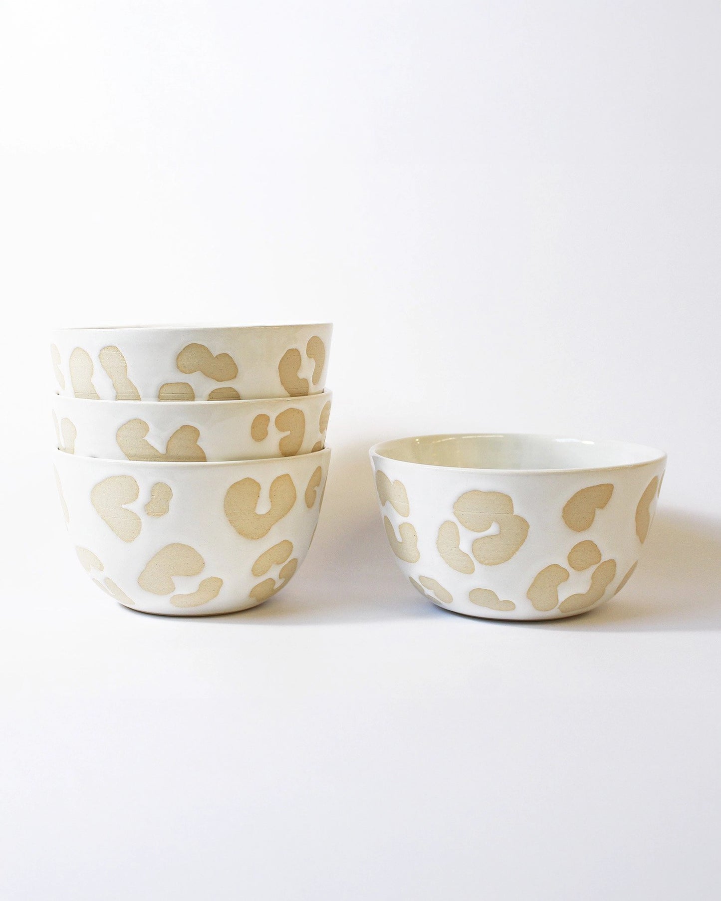 Handmade Bowl in White Animal Print from Toronto Ceramic Artist Michelle Organ