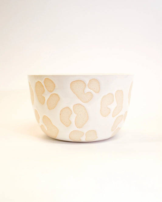 Handmade Bowl in White Animal Print from Toronto Ceramic Artist Michelle Organ