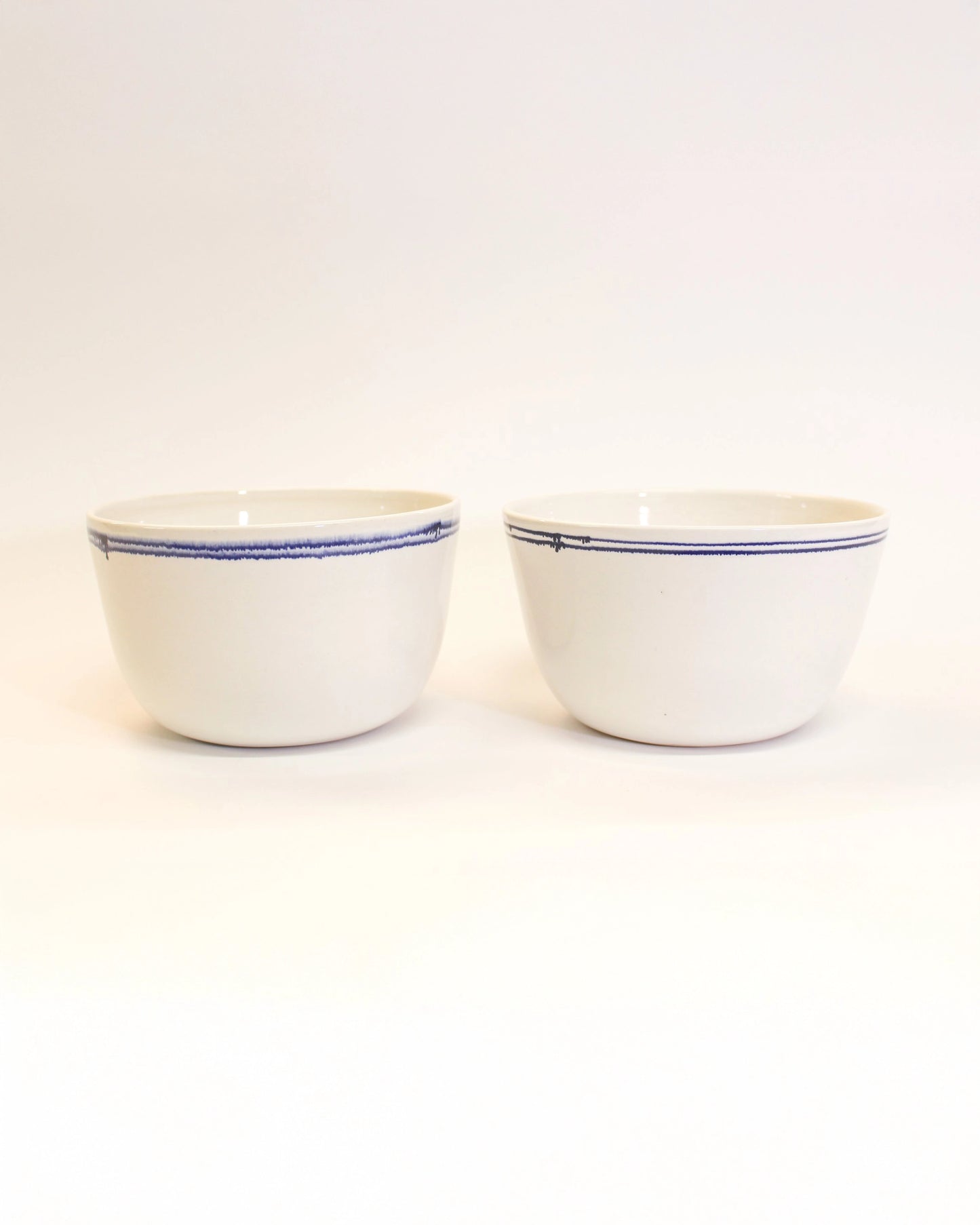 Everyday Ceramic Bowl in White with Double Lined Detail from Toronto Ceramic Artist Michelle Organ
