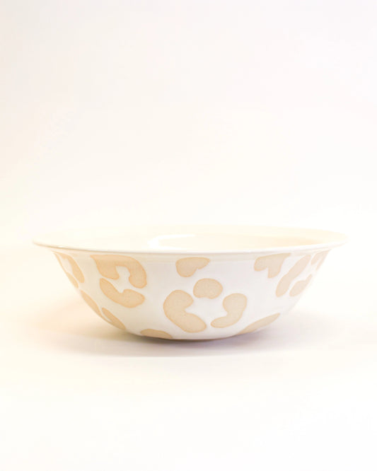 Handmade Ceramic Bowl in White Leopard Print from Mima Ceramics by Michelle Organ