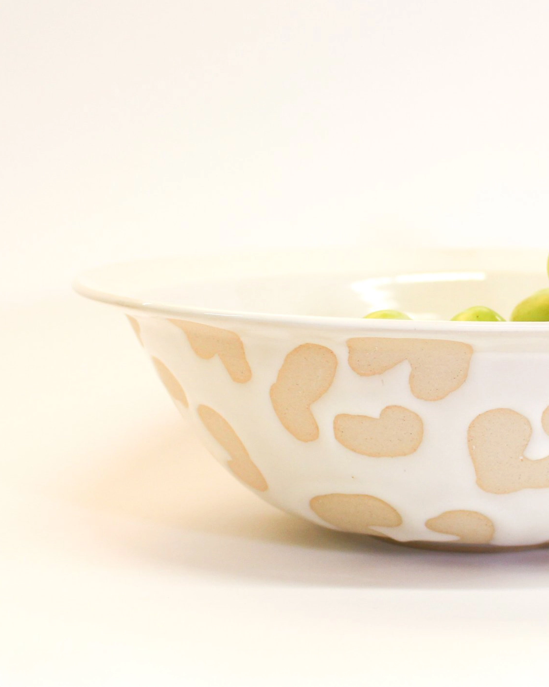 Handmade Ceramic Bowl in White Leopard Print from Mima Ceramics by Michelle Organ