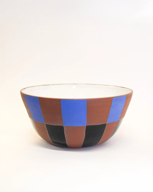 Large Handmade Ceramic Salad Bowl in Harlequin Print by Ceramic Artist Michelle Organ