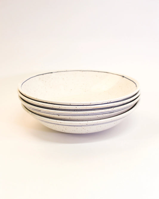Low and Wide Handmade Ceramic Bowl with Line Design from Mima Ceramics by Michelle Organ