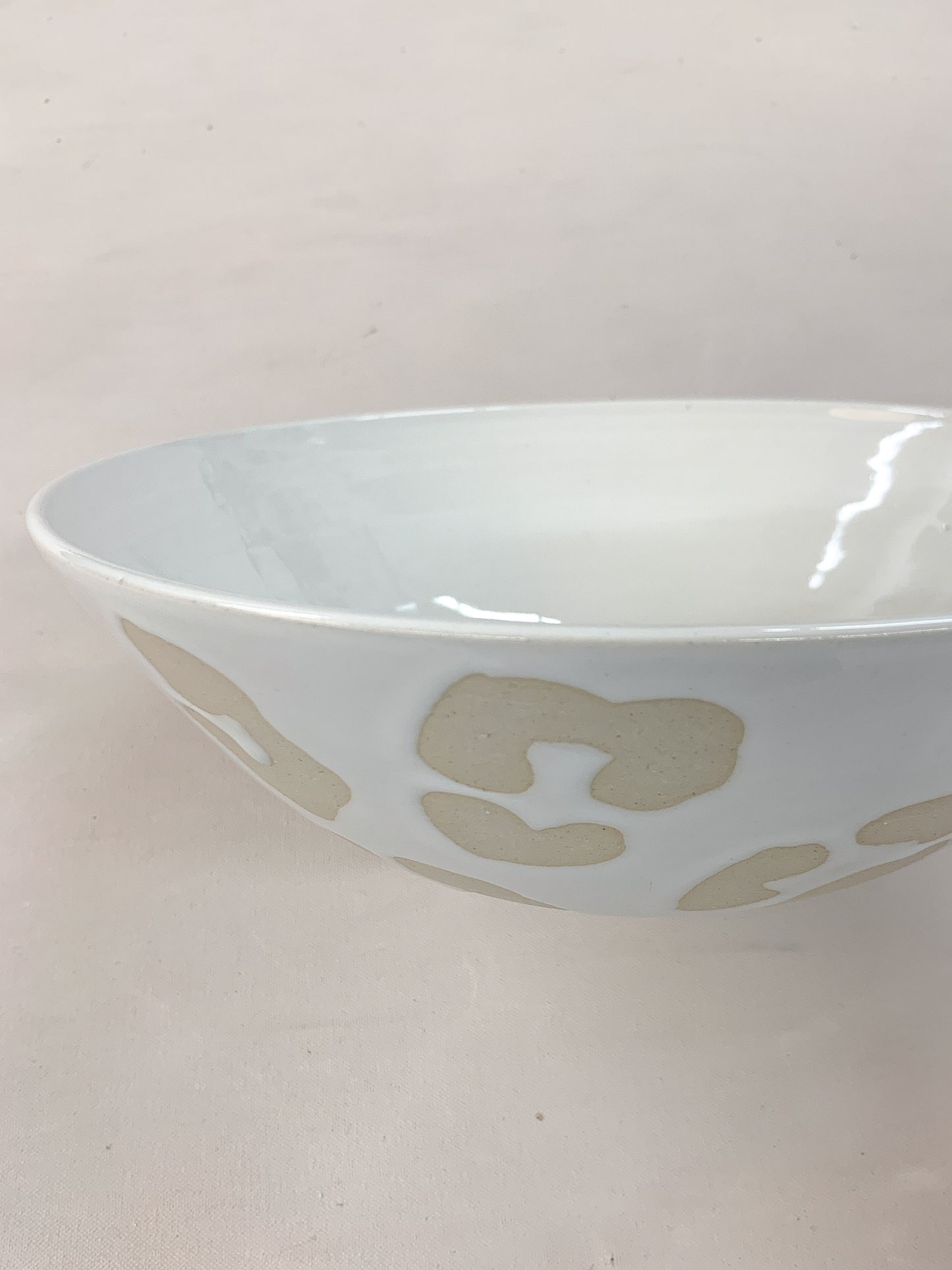 White Animal Print Handmade Ceramic Bowl from Mima Ceramics by Michelle Organ