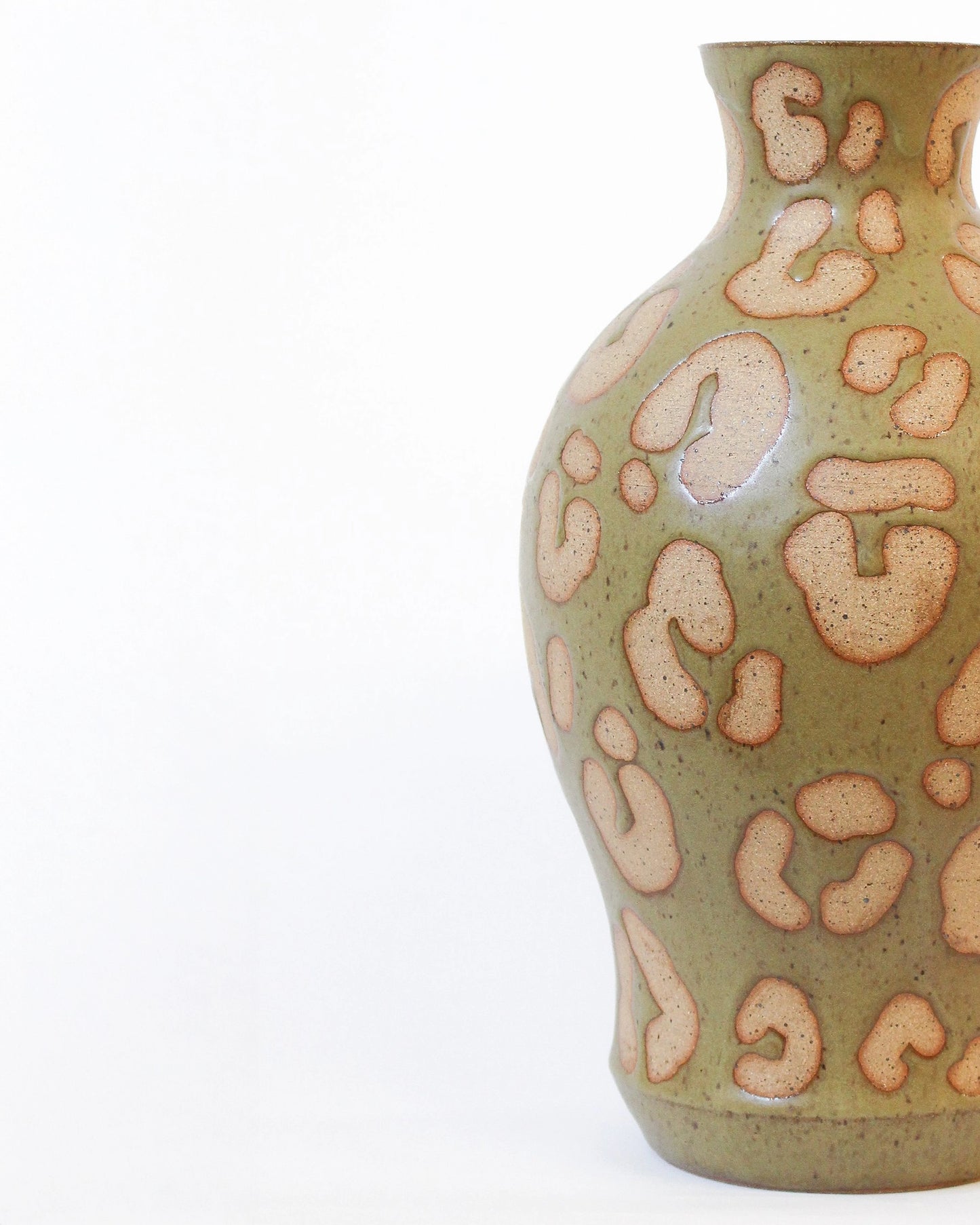 Handmade Ceramic Vase in Olive Animal Print from Toronto Artist Michelle Organ