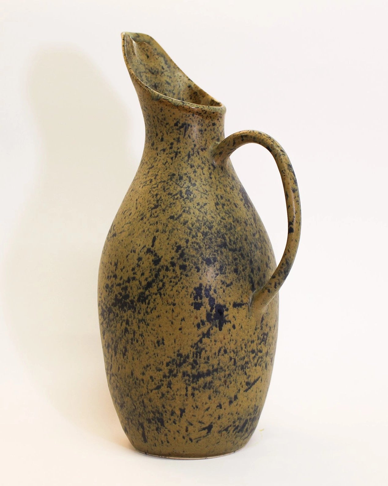 Handmade Pitcher in Olive Speck Print from Mima Ceramics by Michelle Organ