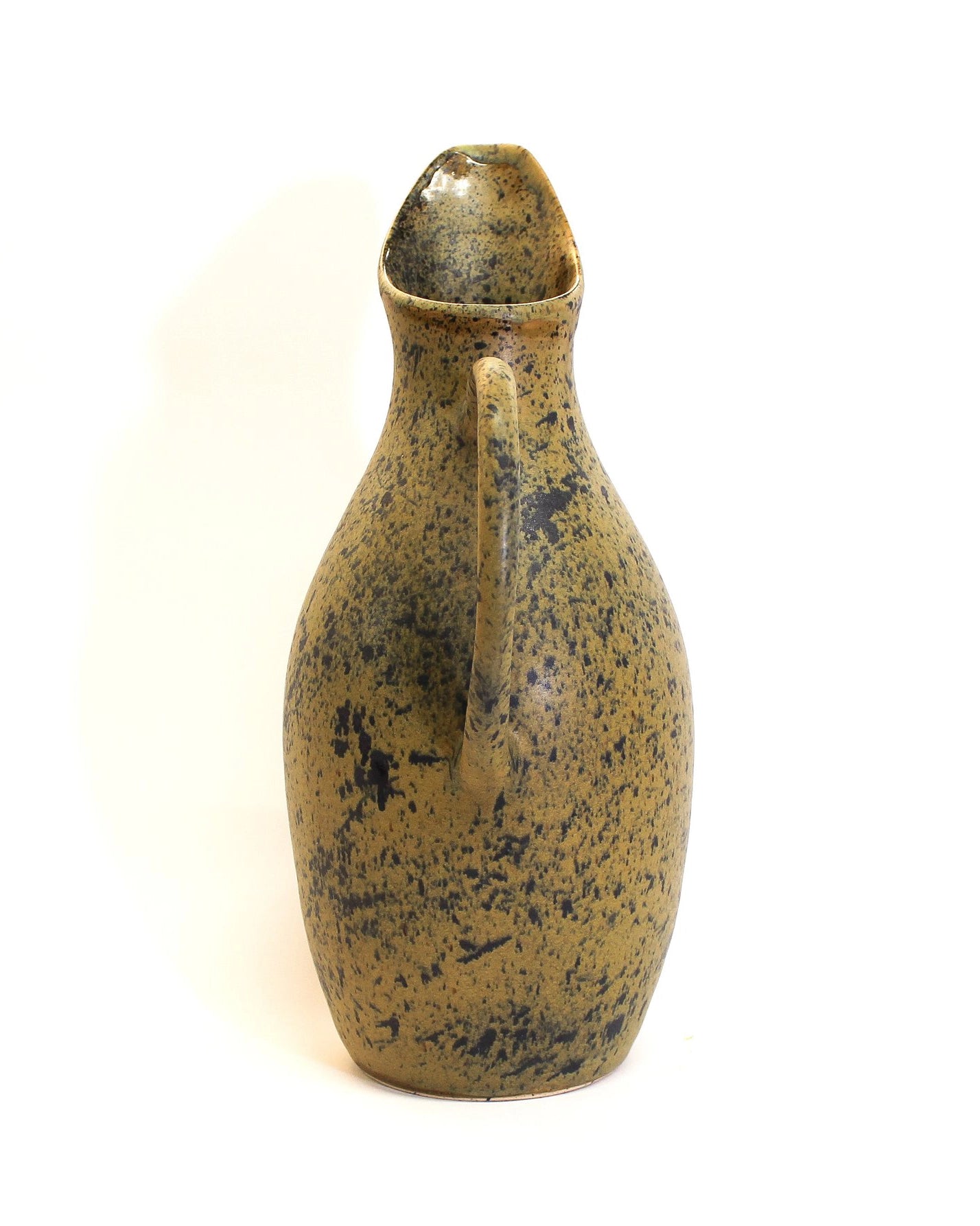 Handmade Pitcher in Olive Speck Print from Mima Ceramics by Michelle Organ