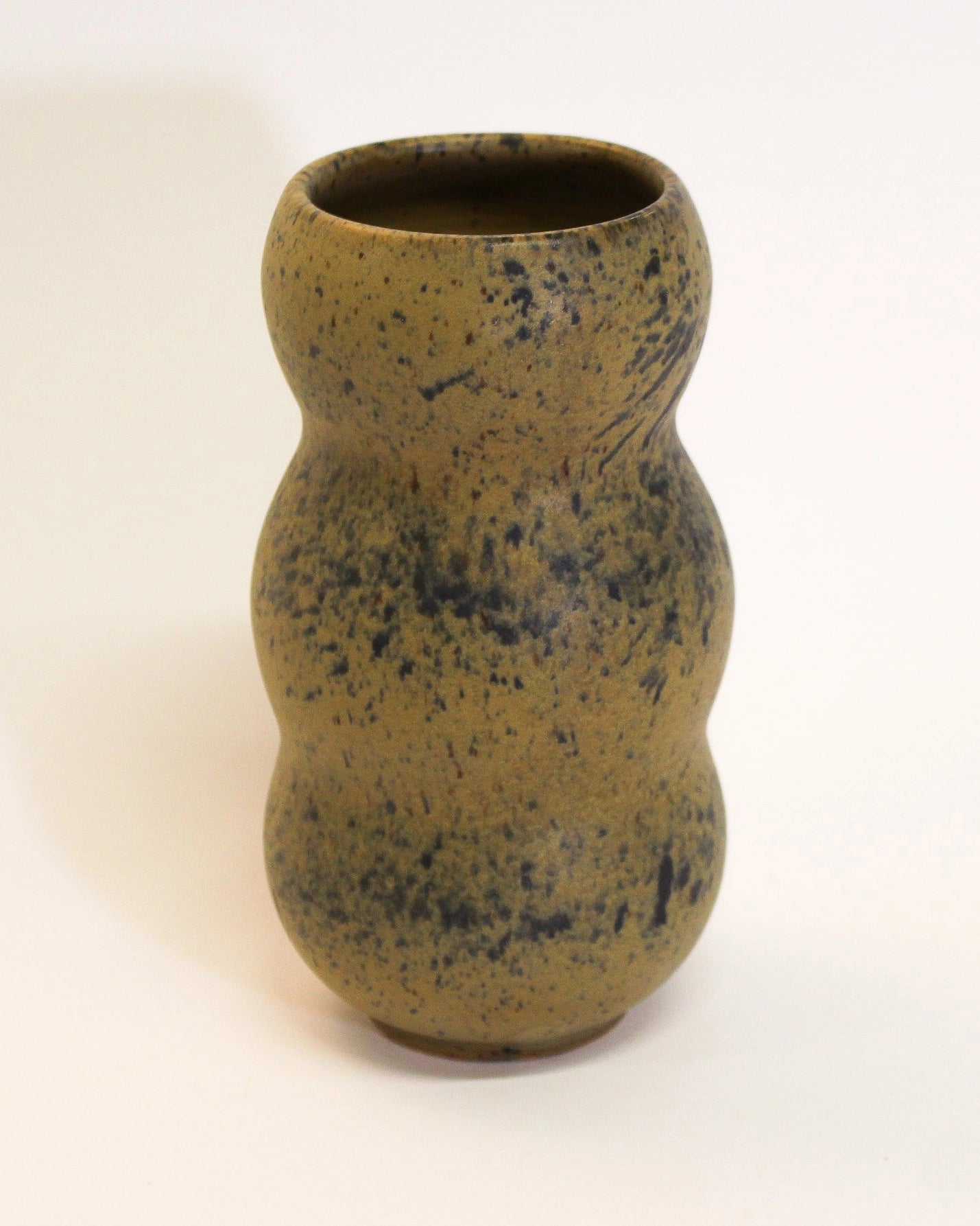 Small Curvy Vase in Olive Green Speck Print from Mima Ceramics by Michelle Organ