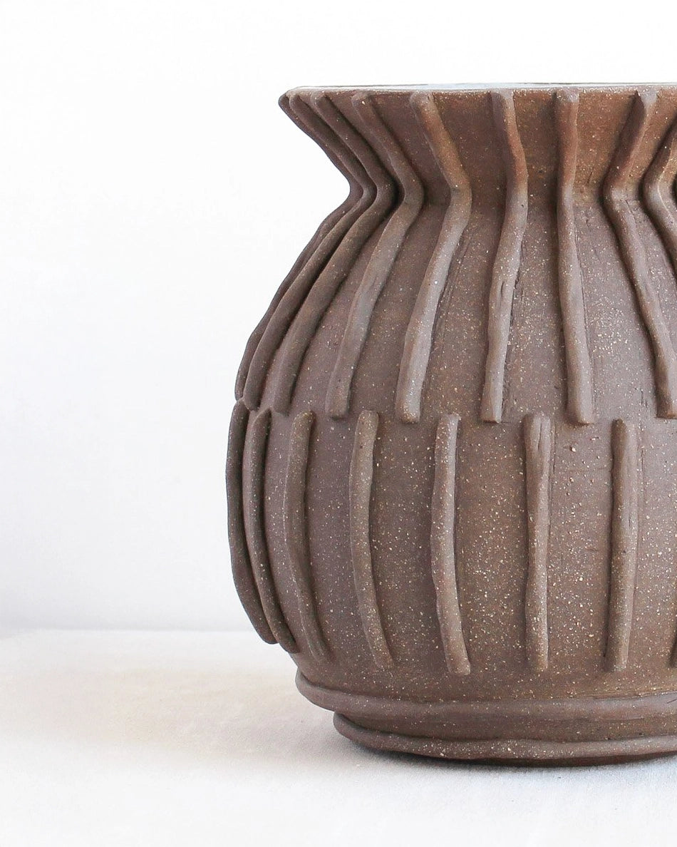 Handmade Ceramic Textured Vase by Toronto Artist Michelle Organ