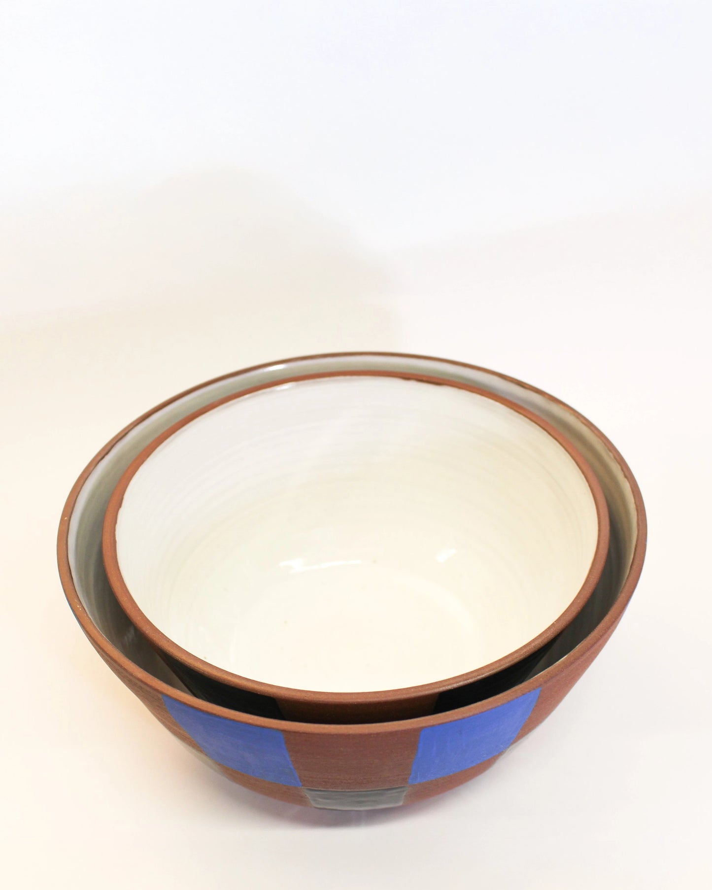 Small Handmade Ceramic Salad Bowl in Harlequin Print by Ceramic Artist Michelle Organ