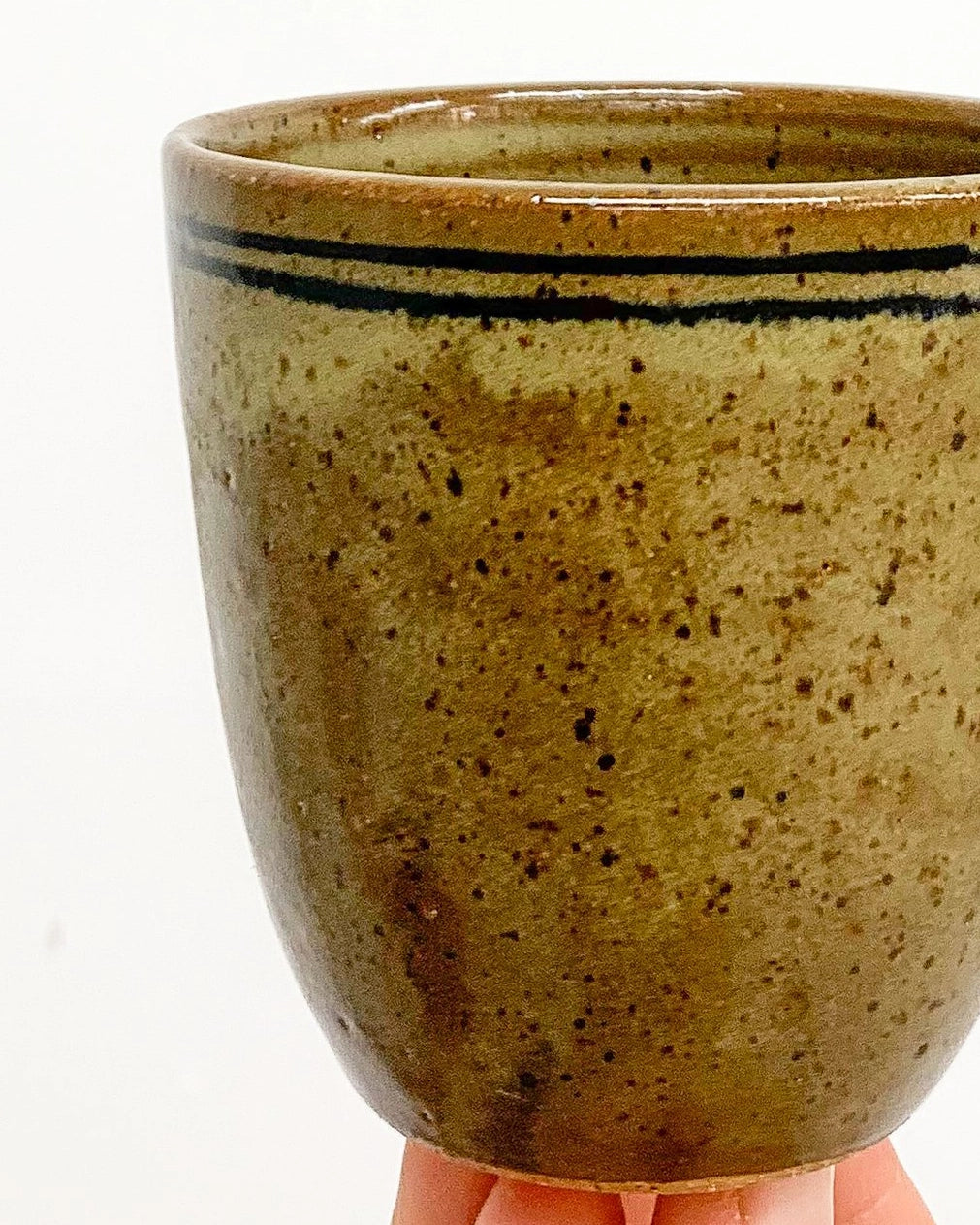 Handmade Ceramic Short Mug in Speckled Olive from Mima Ceramics by Michelle Organ