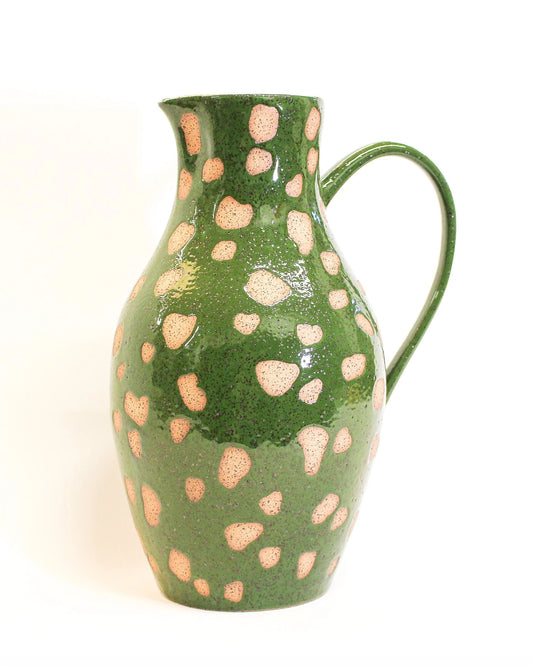 Handmade Ceramic Pitcher in Bright Green Print from Mima Ceramics by Michelle Organ