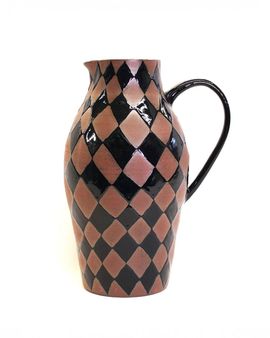 Large Handmade Ceramic Pitcher in Harlequin Print from Mima Ceramics by Michelle Organ