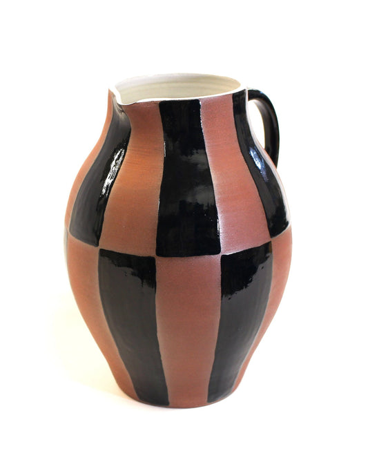 Handmade Ceramic Vase Pitcher in Burgundy Blues Pattern from Mima Ceramics by Michelle Organ