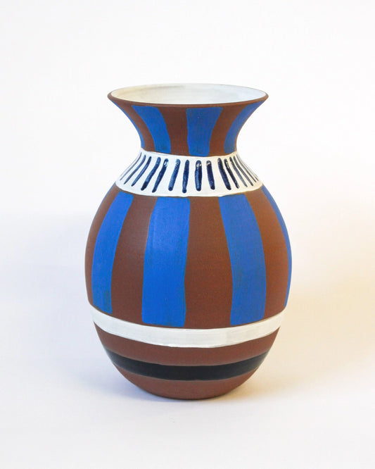 Handmade Ceramic Vase in Blue and Black Pattern from Mima Ceramics by Michelle Organ