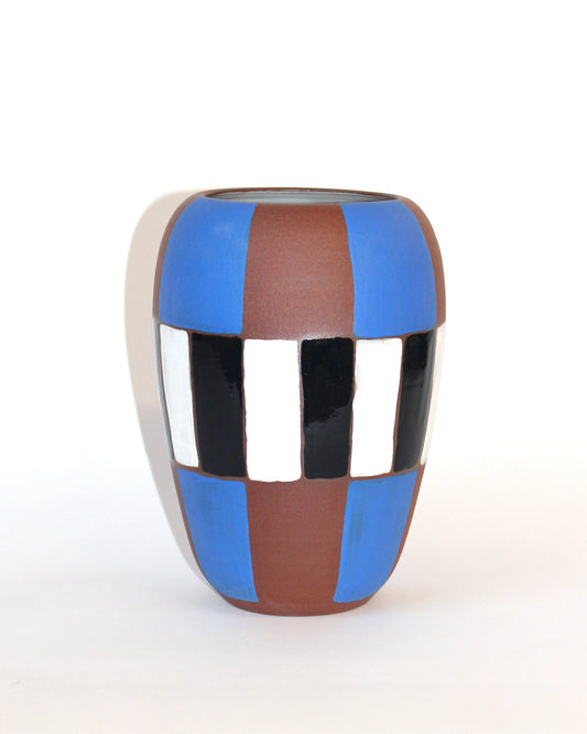 Handmade Ceramic Vase in Blue and Black Pattern from Mima Ceramics by Michelle Organ