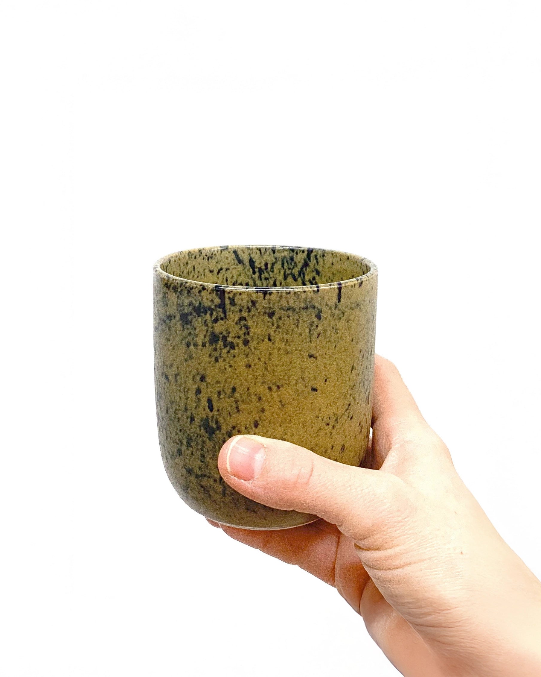 Handmade Ceramic Drinking Cup in Olive Speck from Mima Ceramics by Michelle Organ