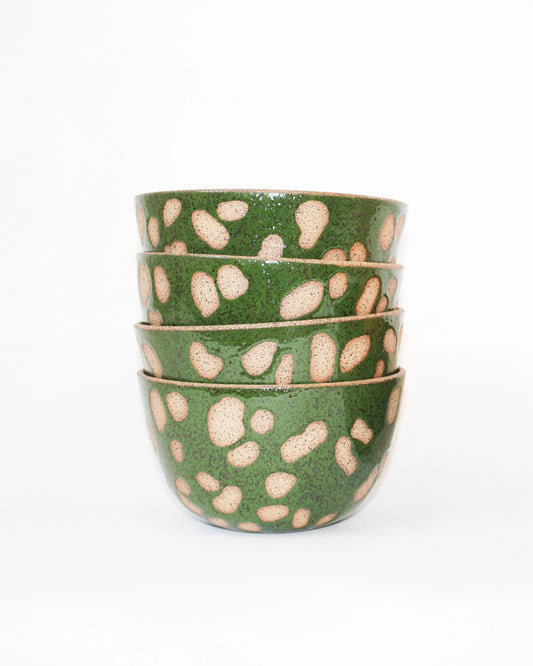 Handmade Ceramic Everyday Bowl in Bright Green Print from Mima Ceramics by Michelle Organ