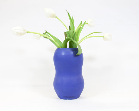 Satin Blue Curve Vase