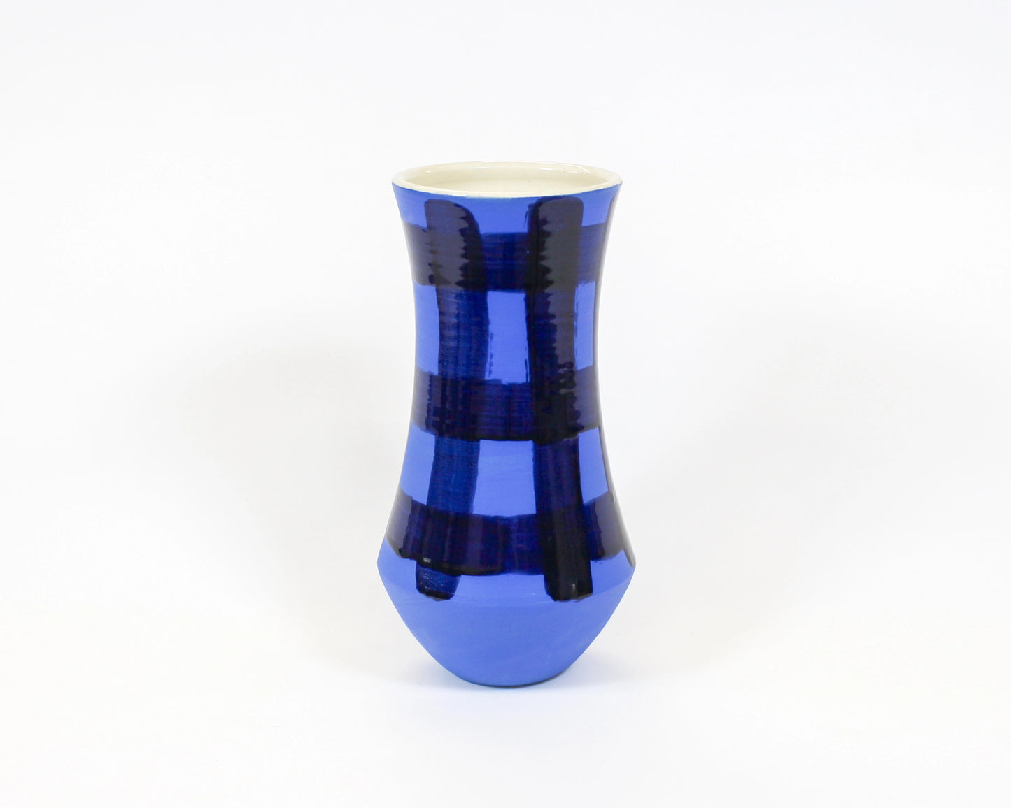 Blue on Blue Plaid Vase