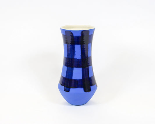 Blue on Blue Plaid Vase