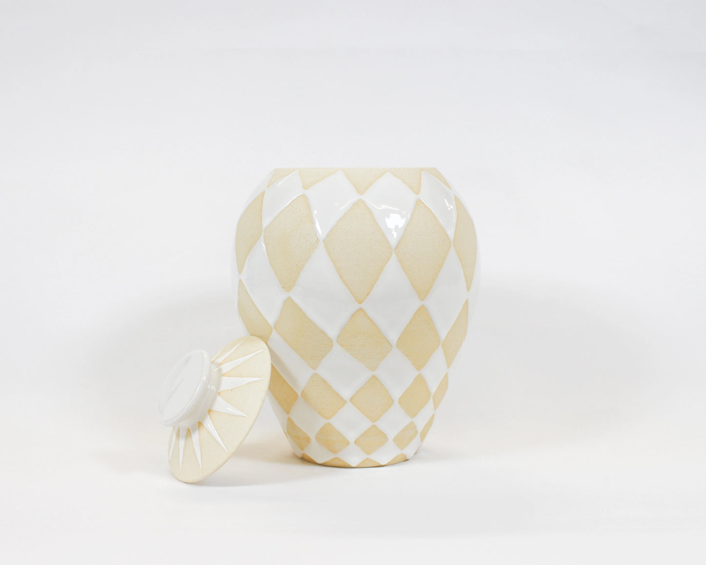 Lidded Jar: White Harlequin 2