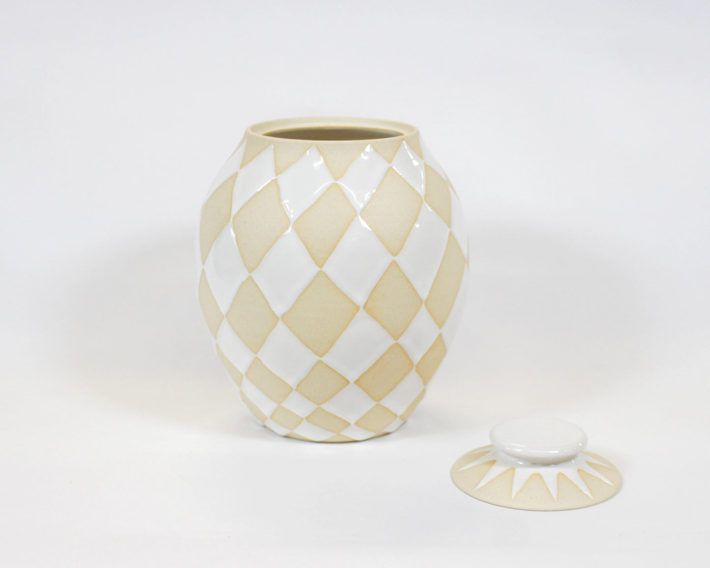 Lidded Jar: White Harlequin 3