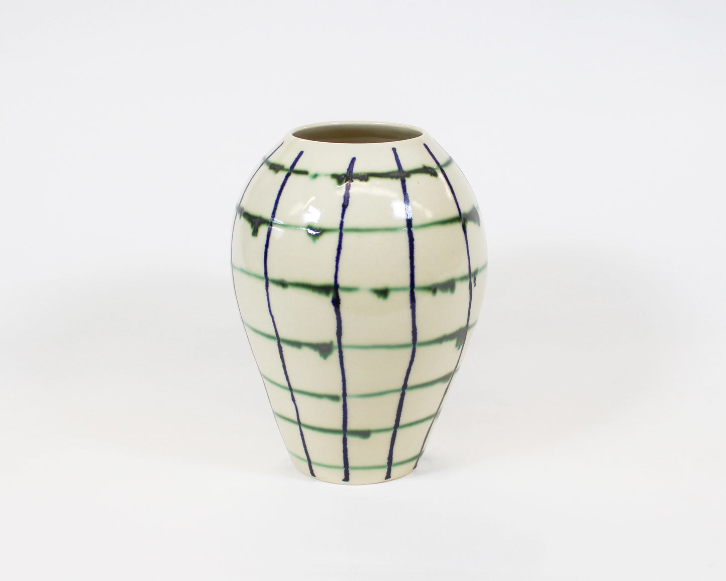 Natural Green and Blue Grid Vase