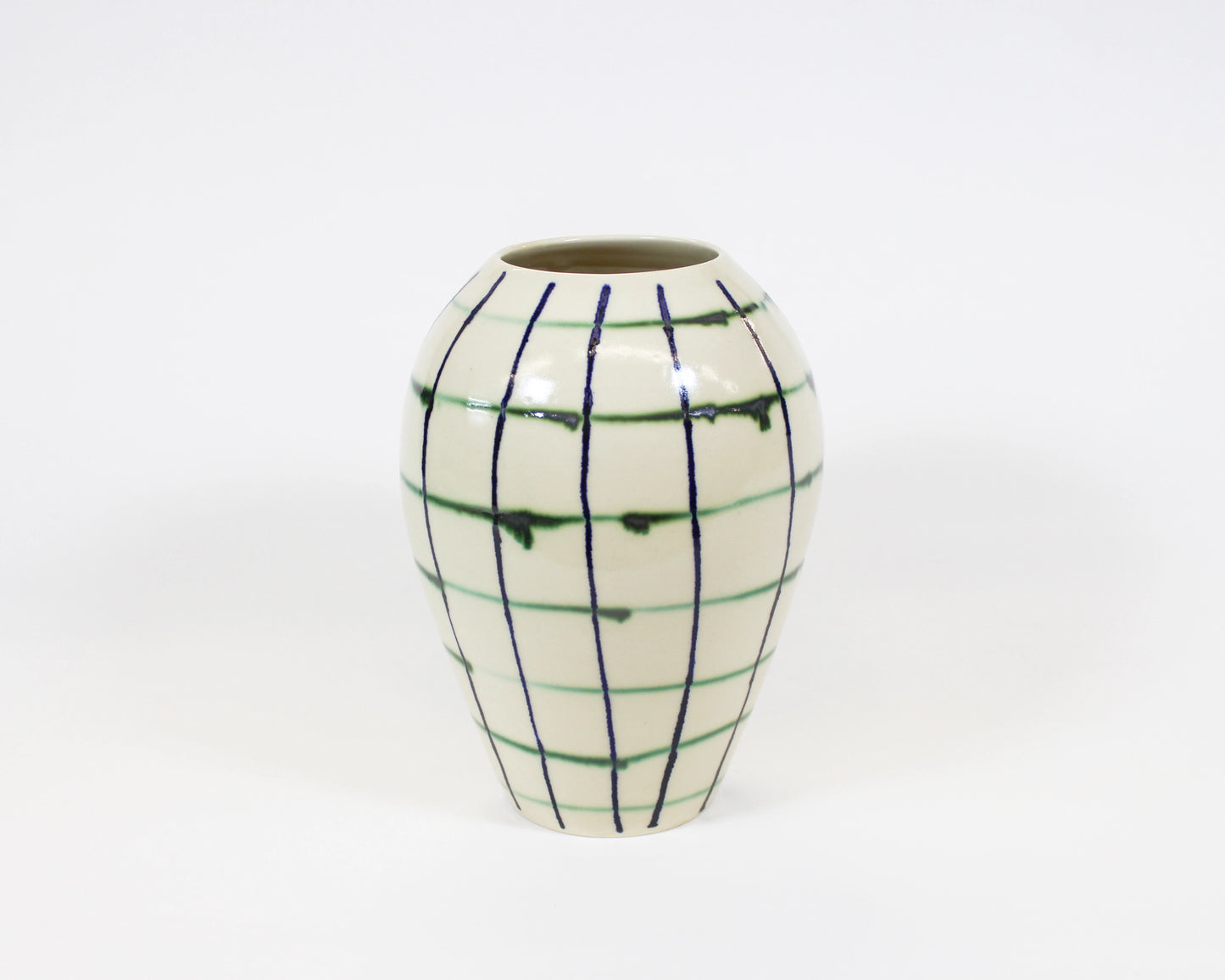 Natural Green and Blue Grid Vase