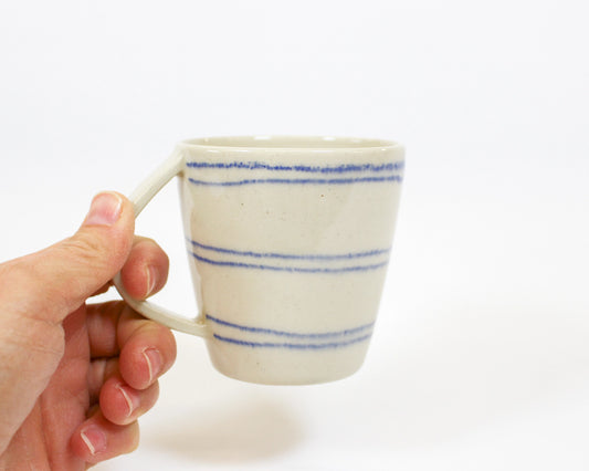Straight Wall Short Mug - Natural Blue Lines