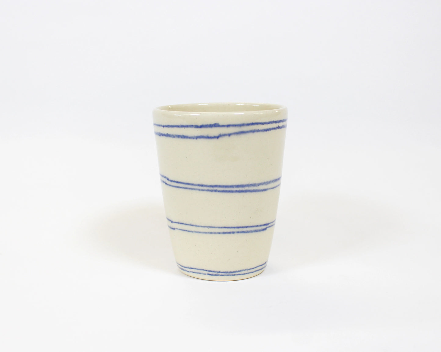 Straight Drinking Cup - Natural Blue Lines