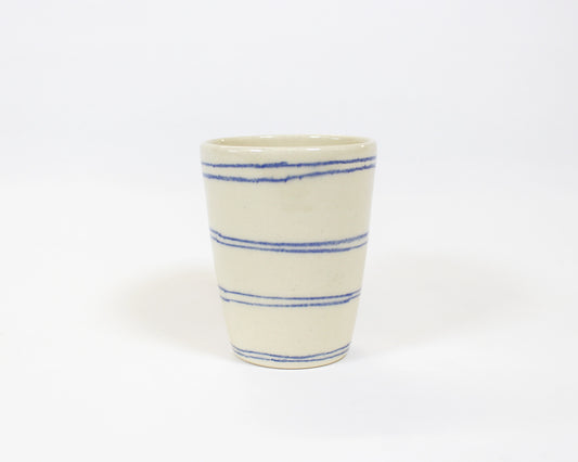 Straight Drinking Cup - Natural Blue Lines