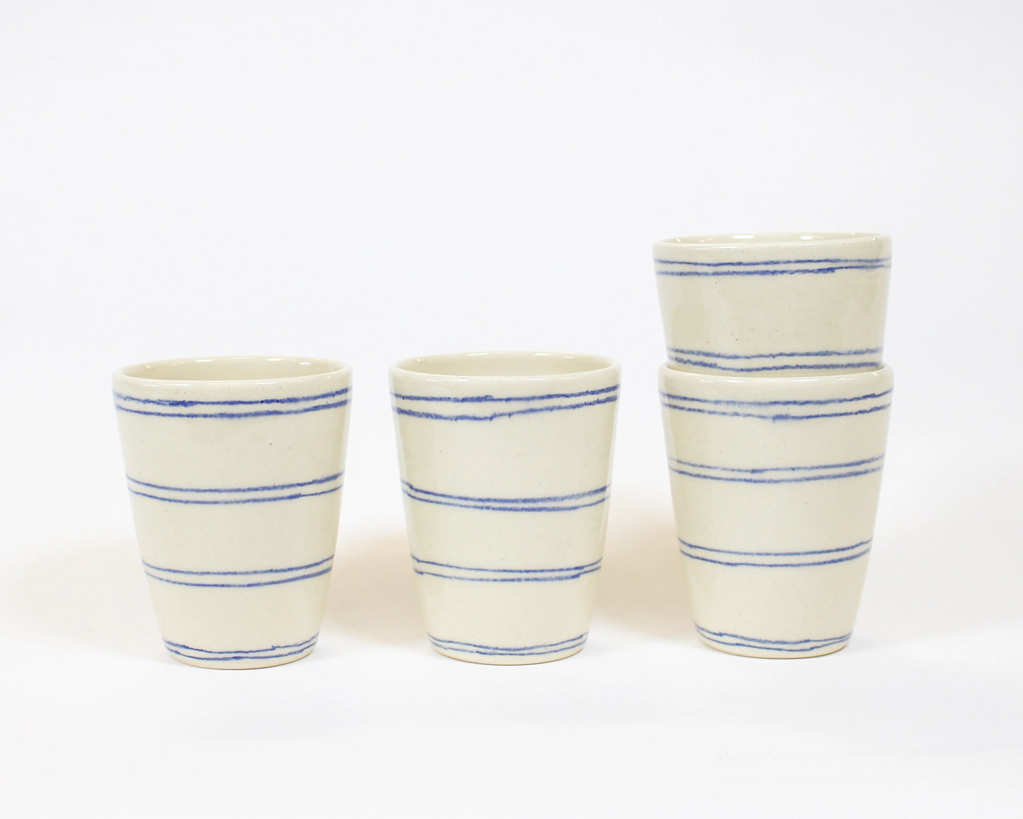 Straight Drinking Cup - Natural Blue Lines